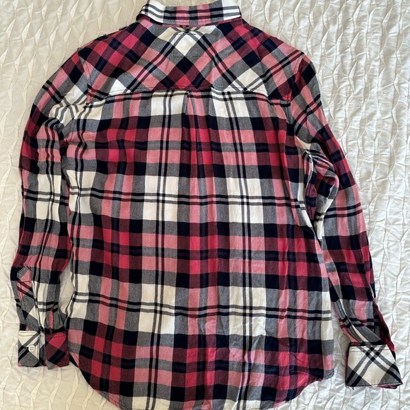 Rails Hunter Plaid Button Front Flannel Shirt Mulberry Pink White Indigo Size: M - Picture 2 of 7